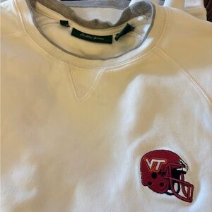 Bobby Jones 100% Pima Cotton White Pullover Sweatshirt Va Tech Helmet Logo Men L